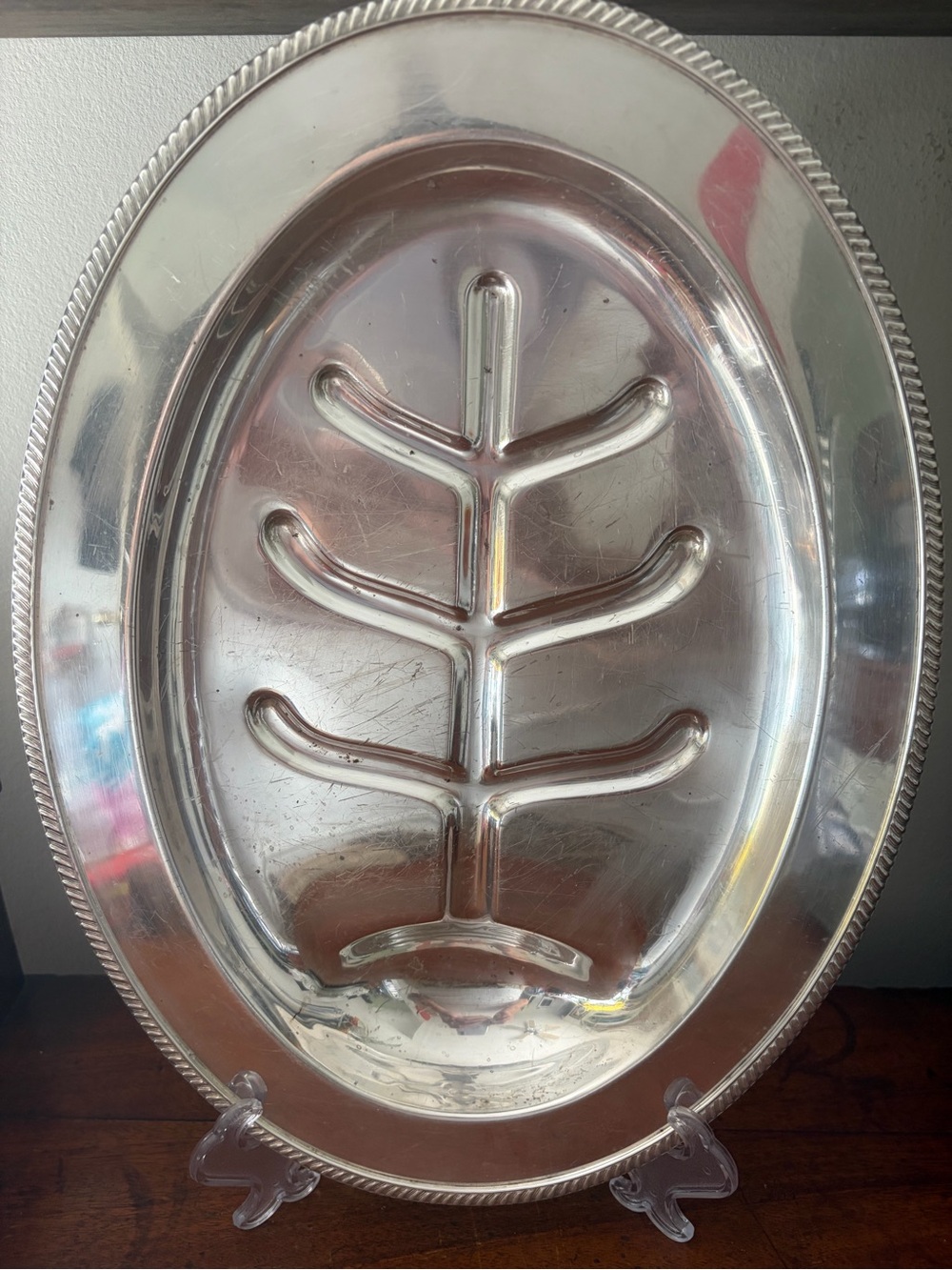 Vintage Friedman silver CO 2100 tree & well meat silverplate platter 1920-30’s